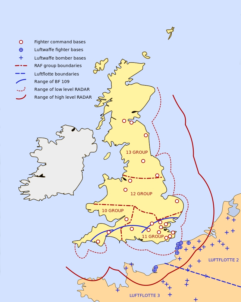 RAF and Luftwaffe bases, group and Luftflotte boundaries. Wikipedia